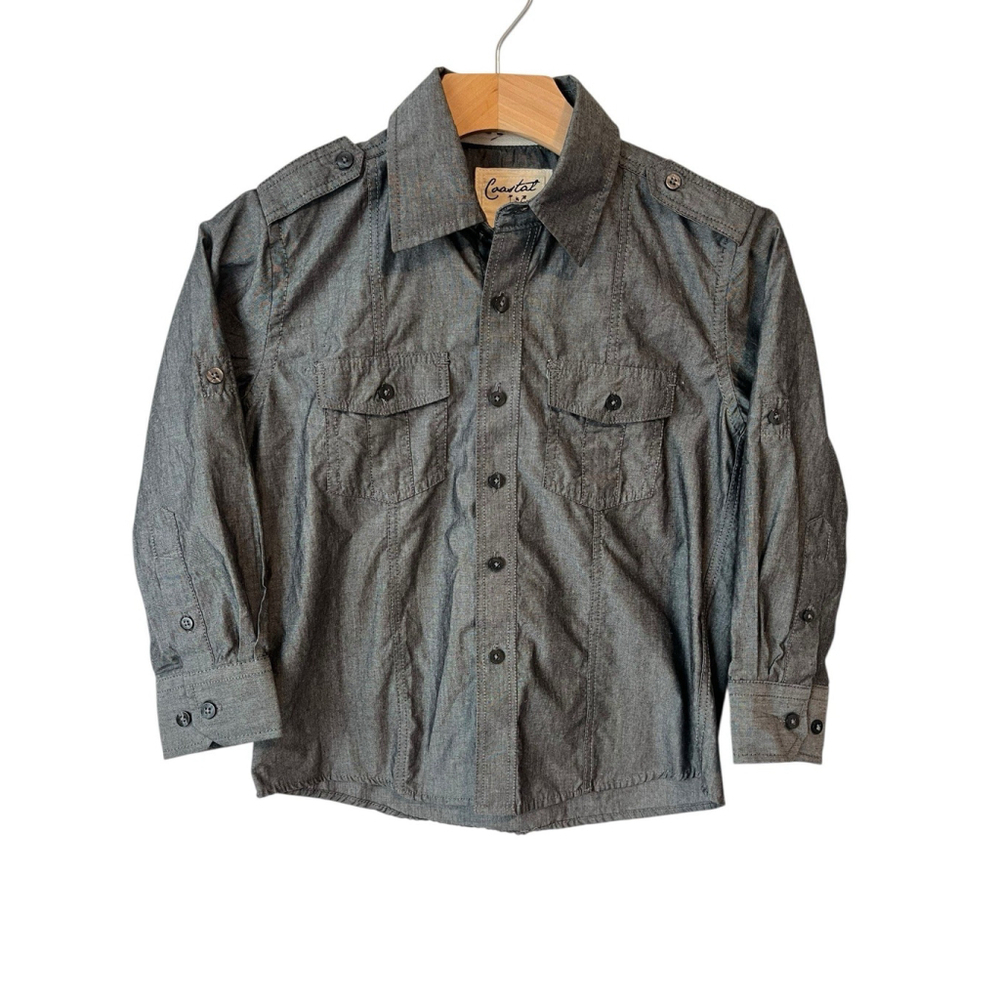 Coastal Gray Button Down Shirt Boys Size Small